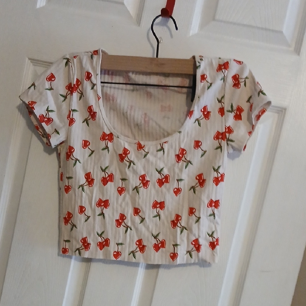 Cherry Print Crop Top